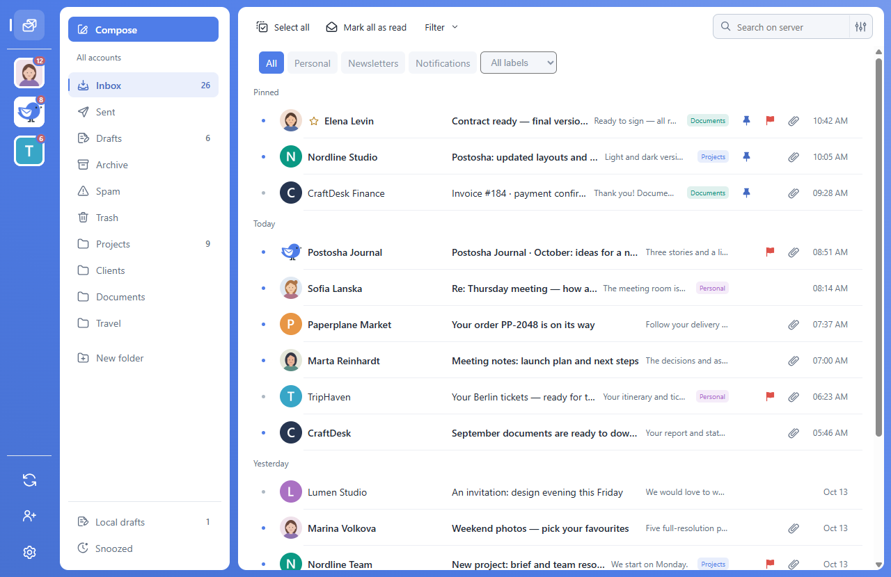 Manage multiple email accounts in one Windows app — Postosha