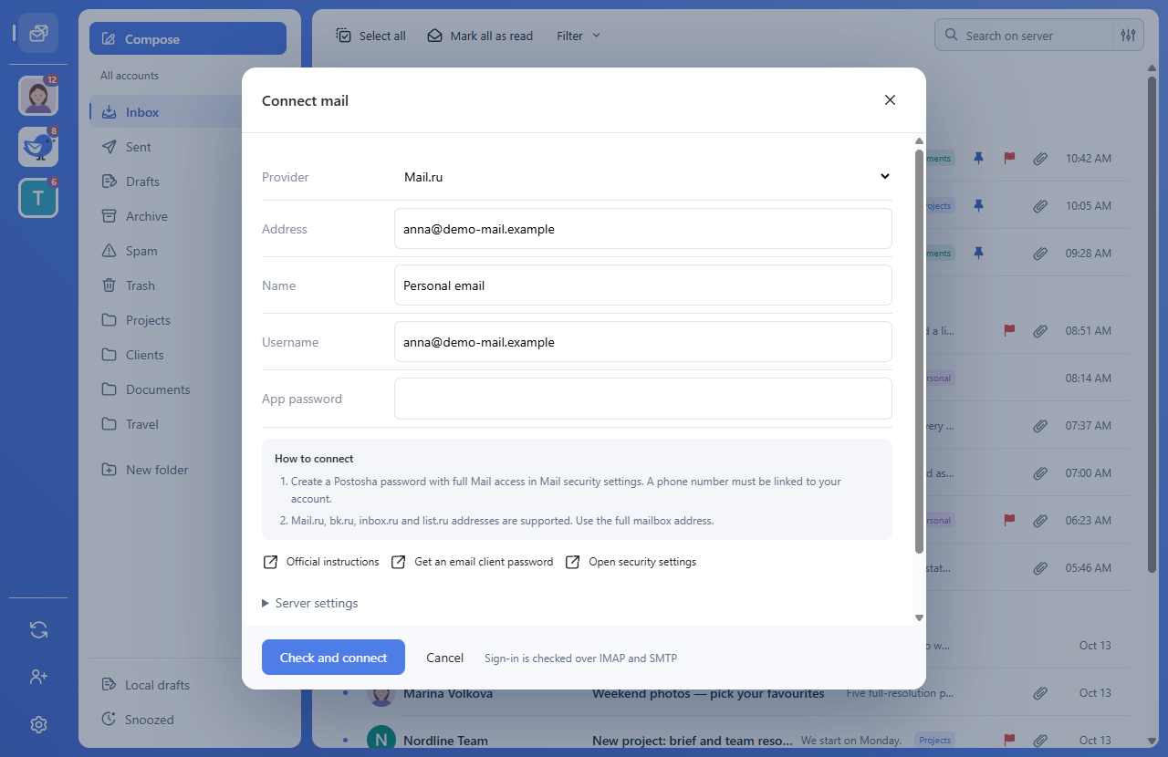 Set up Postosha and connect your first email account — Postosha
